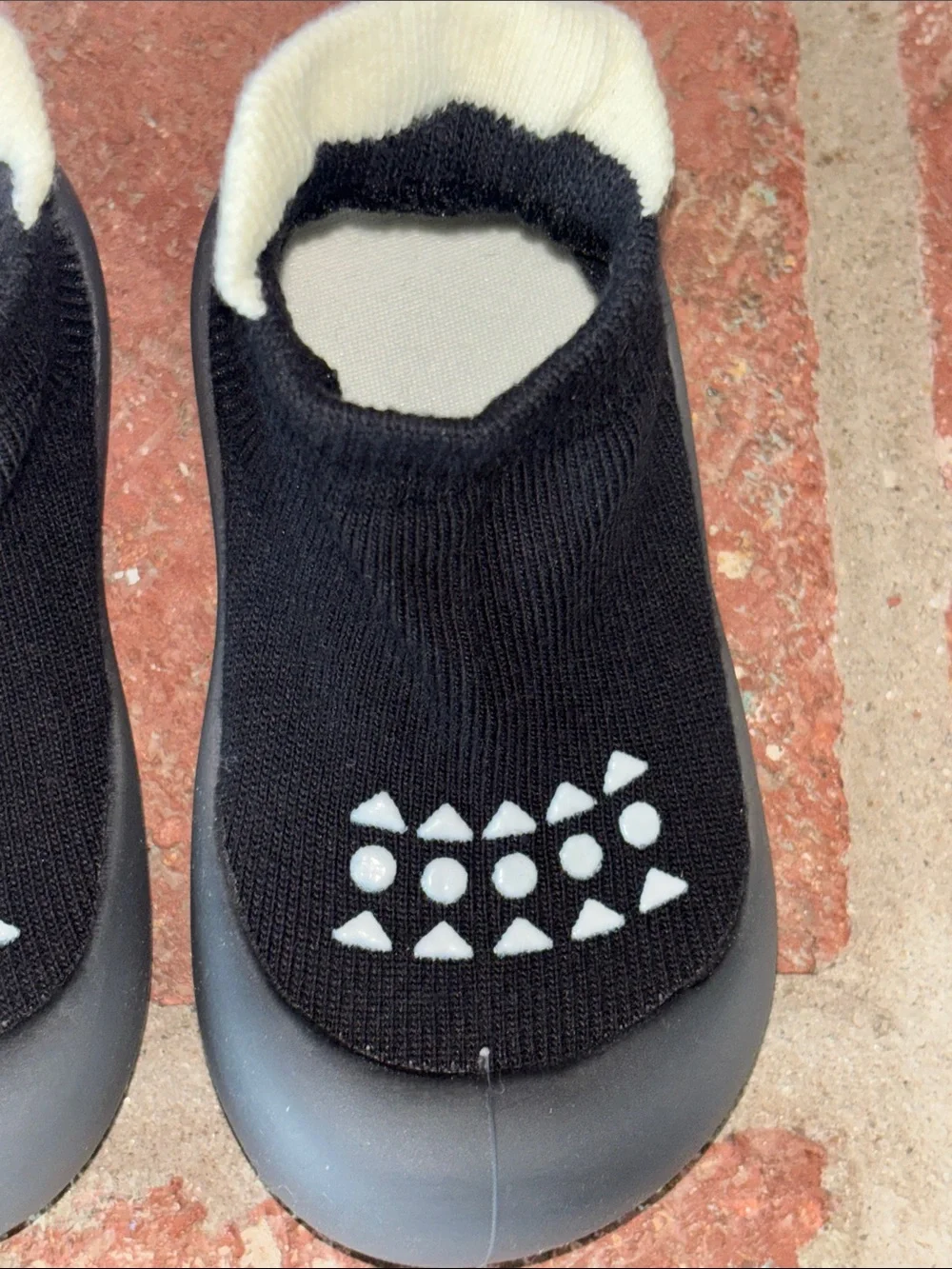 Baby & Walker Sock Shoes in Black with Cream Cuff